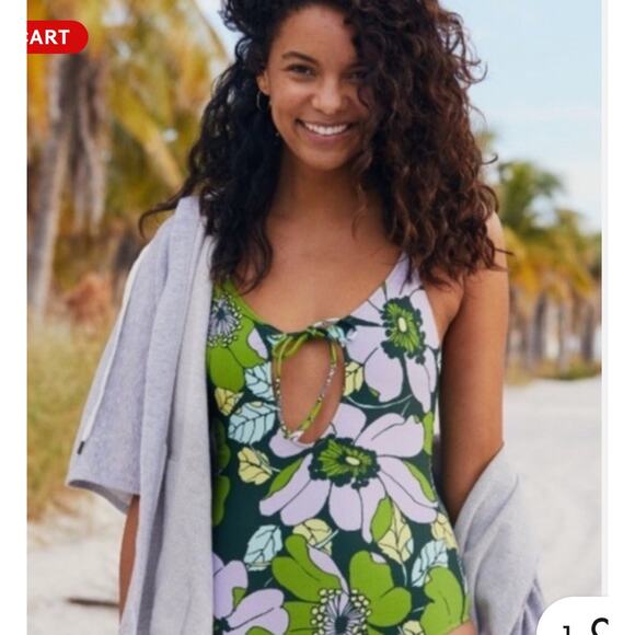 Aerie American Eagle Women’s Swimsuit One Piece, Hibiscus Flower large - Picture 1 of 4